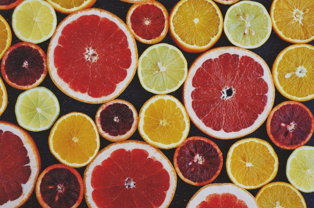 top view photo of sliced citrus fruits